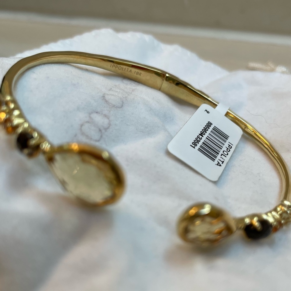 NWT Ippolita Rock Candy Citrine Smoky Quartz 18K Yellow Gold Bangle Size Small - Picture 6 of 9